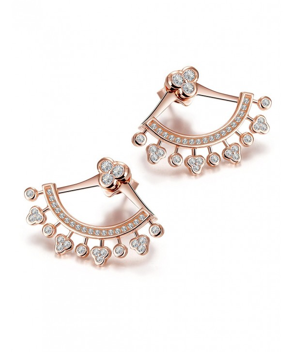 Sterling Silver Earrings Crystal Ear Cuff Earrings Ear Jacket for Women ...