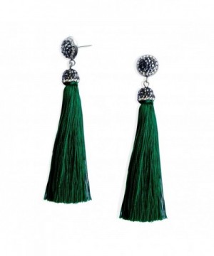 Womens Thread Tassel Earrings Rhinestones