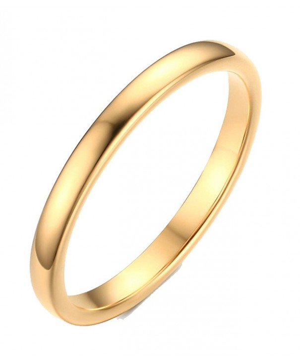 2mm Women's Tungsten Carbide Plain Band Engagement Wedding Ring-Gold ...