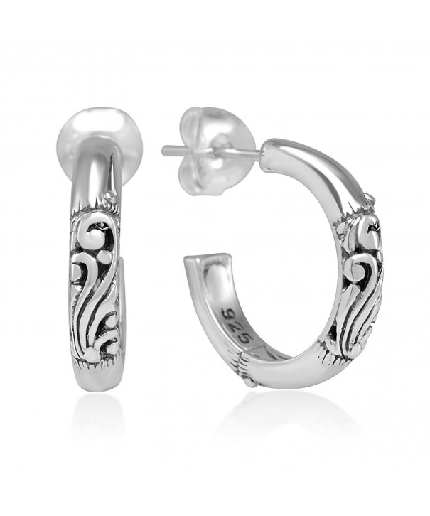 PMANY 925 Sterling Silver Plated Flat Polished Hammered Hoop Earrings ...