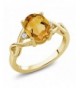 Yellow Citrine White Plated Silver