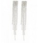 Silvertone Chandelier Tassels Stones Earrings