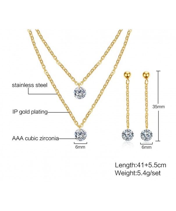 Stainless Zirconia Necklace Earring Jewelry - C412NZI2HUF
