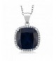 Sterling Simulated Sapphire Pendant Necklace