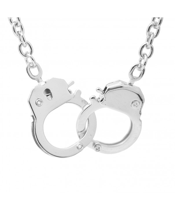 High Gloss Finish Silver Plated Handcuff Pendant Necklace - CV118665LBP