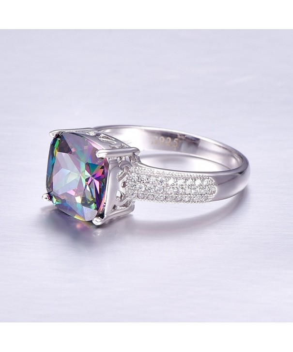 Womens 7 3 Cttw Cushion Cut Created Mystic Rainbow Fire Topaz 925