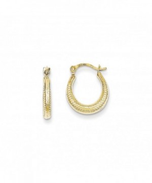 10K Yellow Gold Scalloped and Textured Hoop Earrings - CZ12BWDIYFN