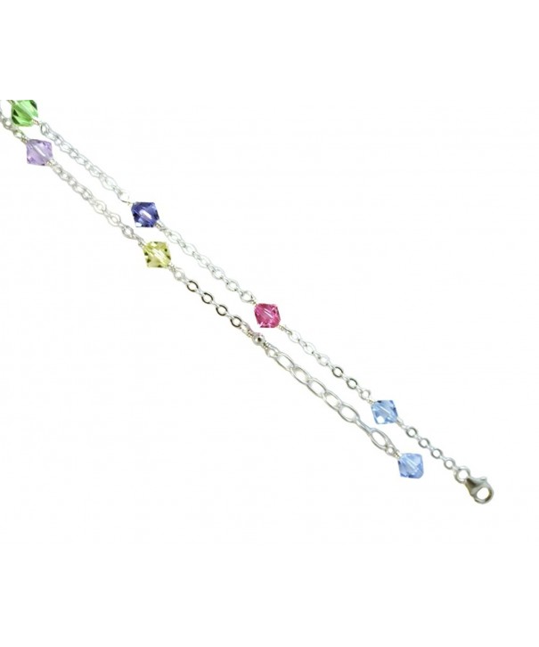 Multi color Crystals Sterling Silver Bracelet