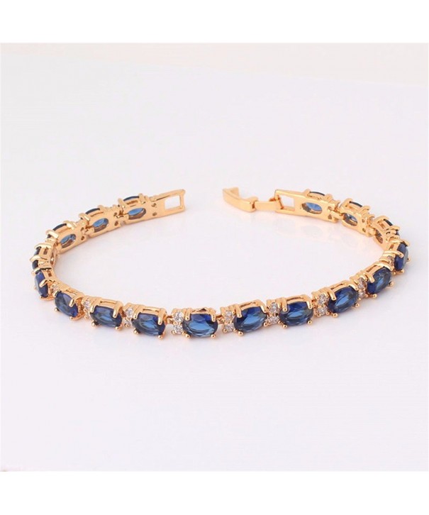 Gold Plated Bangle Roman Tennis Bracelet Sparkling Sapphire Color Blue ...