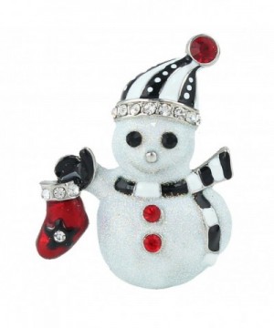 EVER FAITH Snowman Stocking Silver Tone