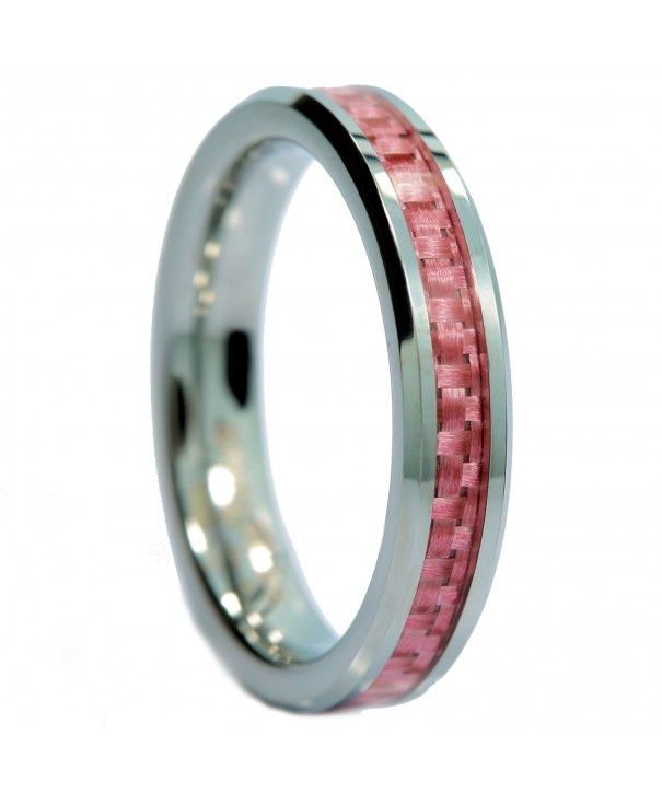 MJ 4mm Tungsten Carbide Pink Carbon Fiber Inlay Wedding Band - CG11HJY70DR