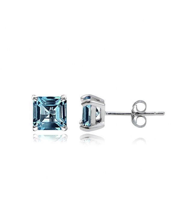 Sterling Silver London or Swiss Blue Topaz Square Solitaire Necklace ...