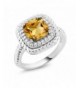 Cushion Yellow Citrine Sterling Engagement