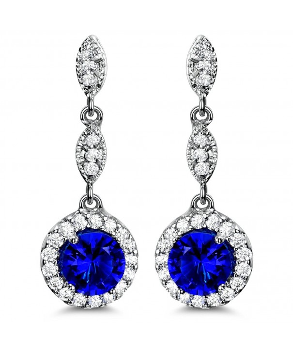 Blue Drop Earrings Cubic Zirconia Earrings for Women Wedding - C917YO7ZXOE