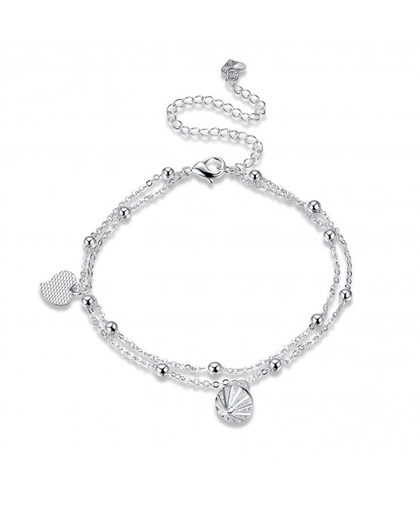 Jewelry Fashion Women's 925 Sterling Silver Plated Chain Charm Anklet ...