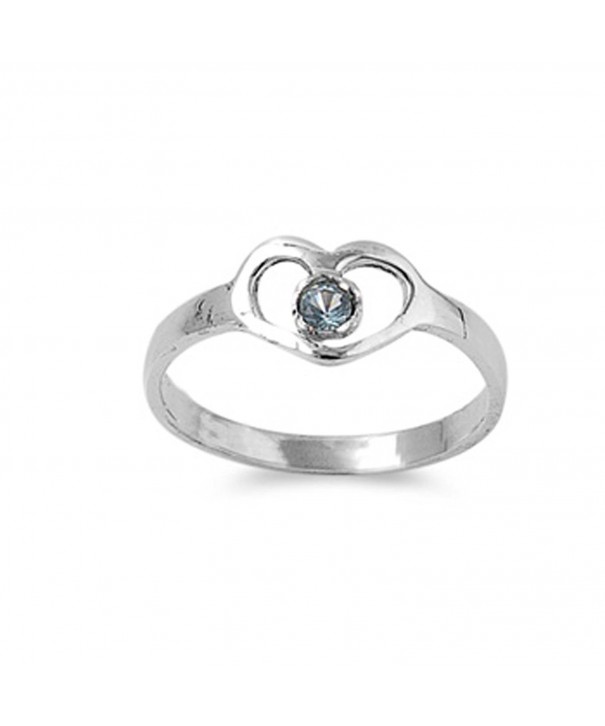 Sterling Silver Heart Promise Ring - Simulated Aquamarine - CL187YQ57GU
