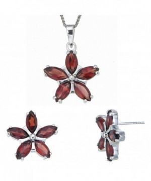 Garnet Earrings Pendant Sterling Silver