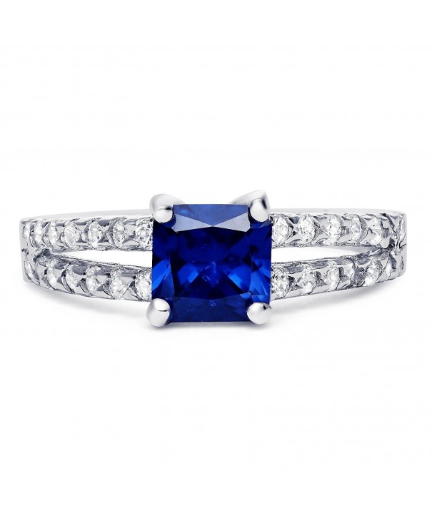 Sterling Silver Simulated Sapphire Zirconia