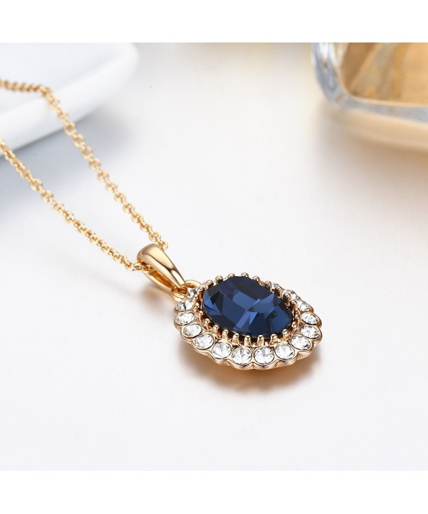 Oval Dark Blue Pendant & Earrings Jewelry Set Made With Swarovski ...