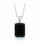 Sterling Emerald Diamond Pendant Necklace