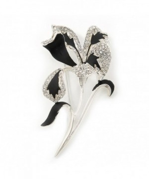 Black Silver Swarovski Crystal Brooch