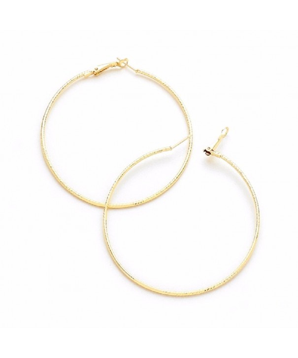 Gold Plated Hoop Textured Earrings