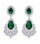 BriLove Zirconia Chandelier Earrings Silver Tone