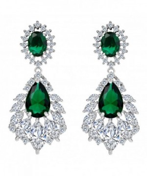 BriLove Zirconia Chandelier Earrings Silver Tone