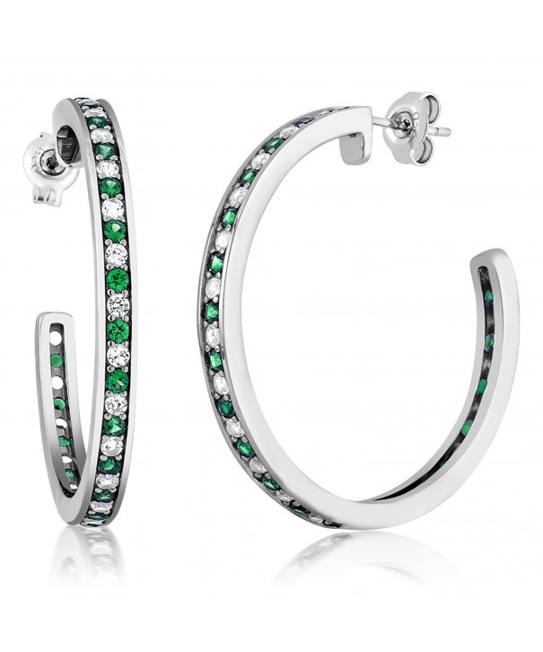 Sterling Emerald Created Sapphire Earrings