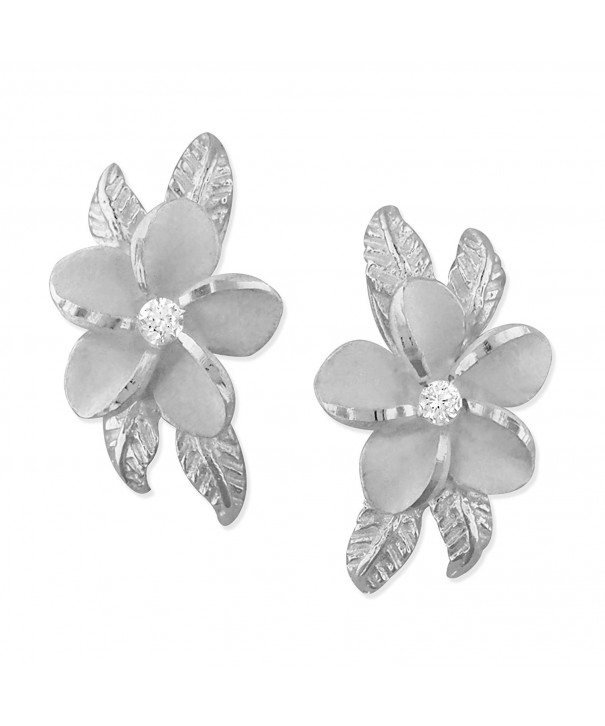 Sterling Silver Plumeria Maile Earrings
