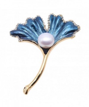 JYX Brooch Gingko style Freshwater Pearl