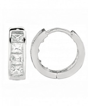 Sterling Princess cut Zirconia Huggies Earrings