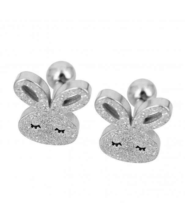 Bonnie Bunny Stainless Steel Cute Rabbit Screwback Stud Earrings ...